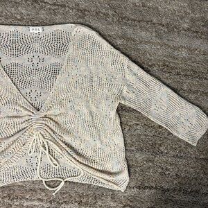 POL Cream Knit Sweater with Drawstring